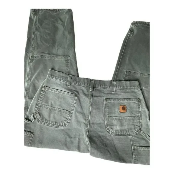 Carhartt Canvas Carpenter Distressed Cargo Pants Size W34/L32 - Picture 5 of 15